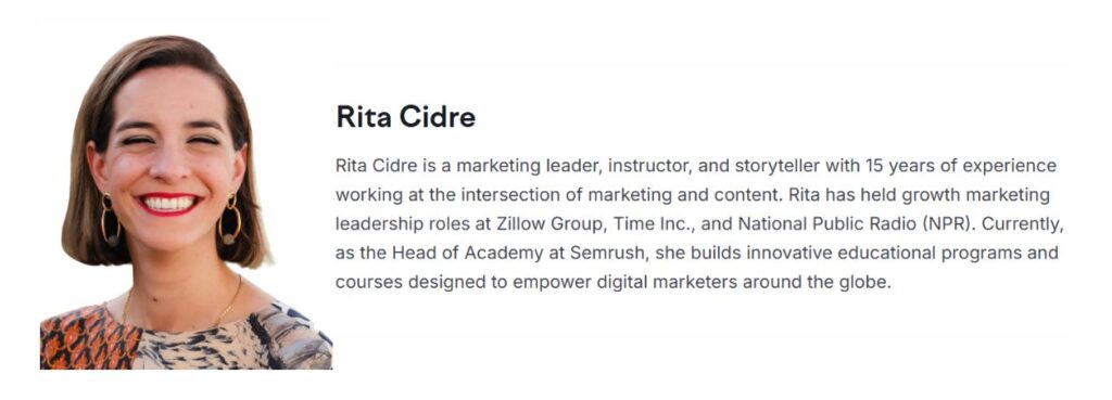 Rita Cidre is a marketing leader Rita Cidre is a marketing leader, instructor