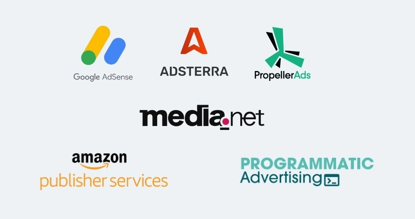 Advertising website company logos